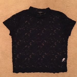 (Women) Navy blue lace top